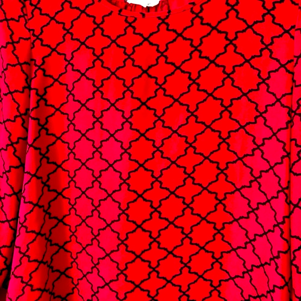 Messini blouse size Large 3/4 sleeve burgundy & black - Picture 6 of 6